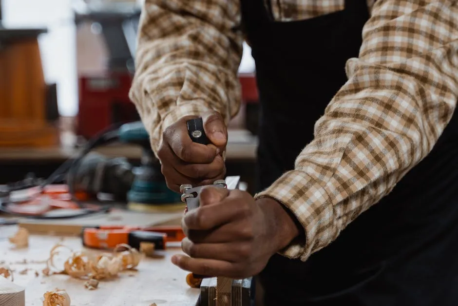 Rabotage manuel d'une piece de bois